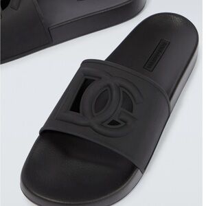 Dolce & Gabbana Charcoal Slide Sandals